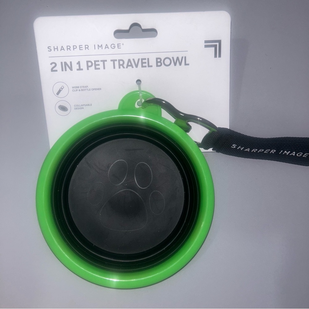 NWT SHARPER IMAGE 2 in 1 PET TRAVEL BOWL